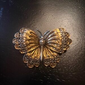Vintage Gold and Silver Tone Butterfly Brooch signed ART
